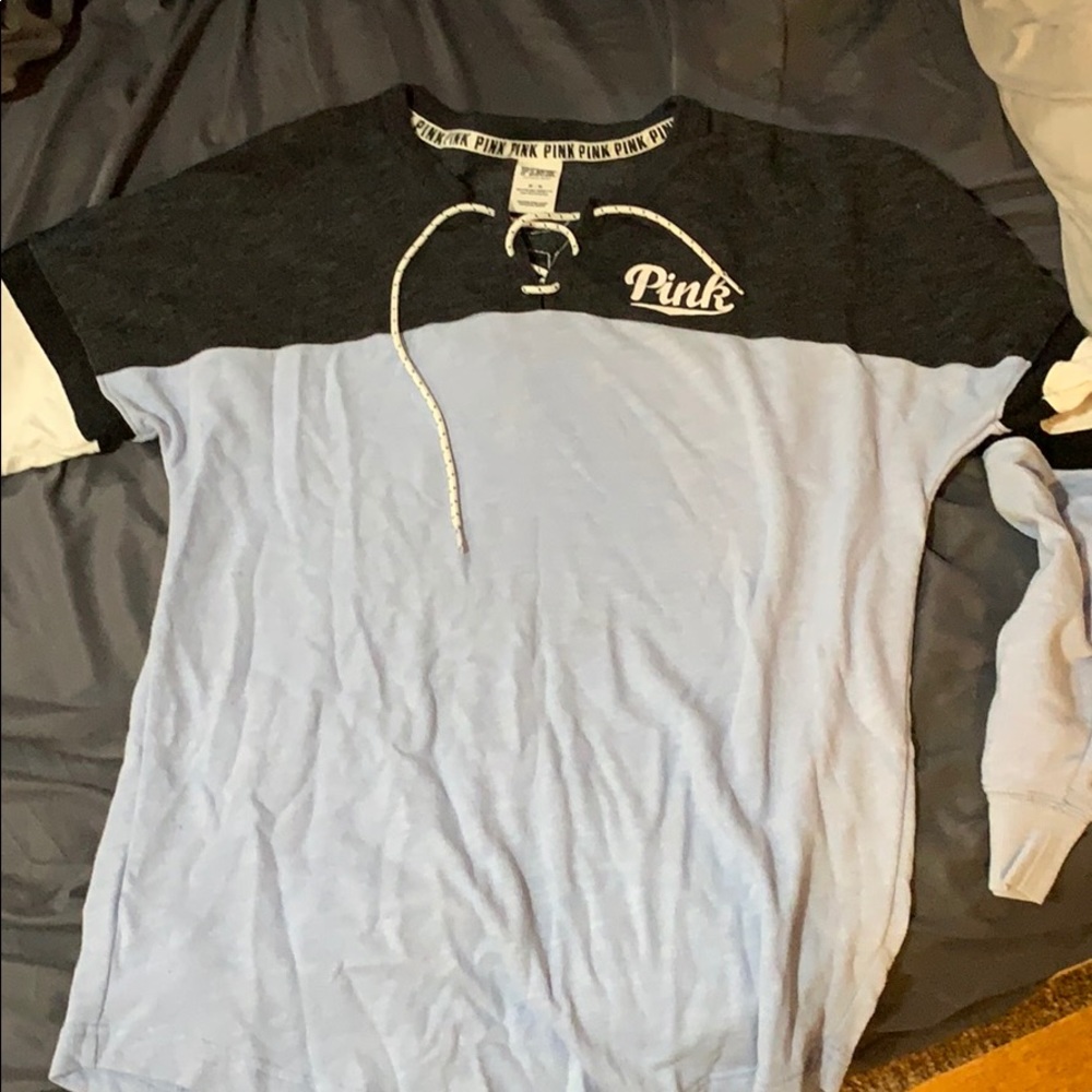 Pink tie crew neck hoodie